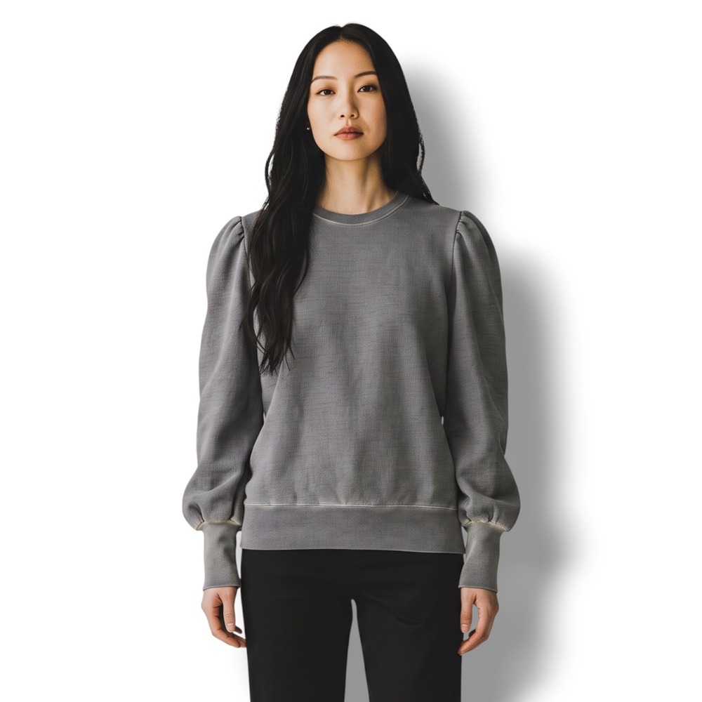 AG Adriano Goldschmied Nova Puff Sleeve Sweatshirt Gray Cotton Womens Small